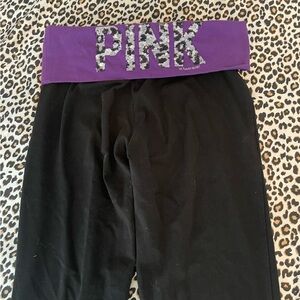 PINK sequin capri leggings